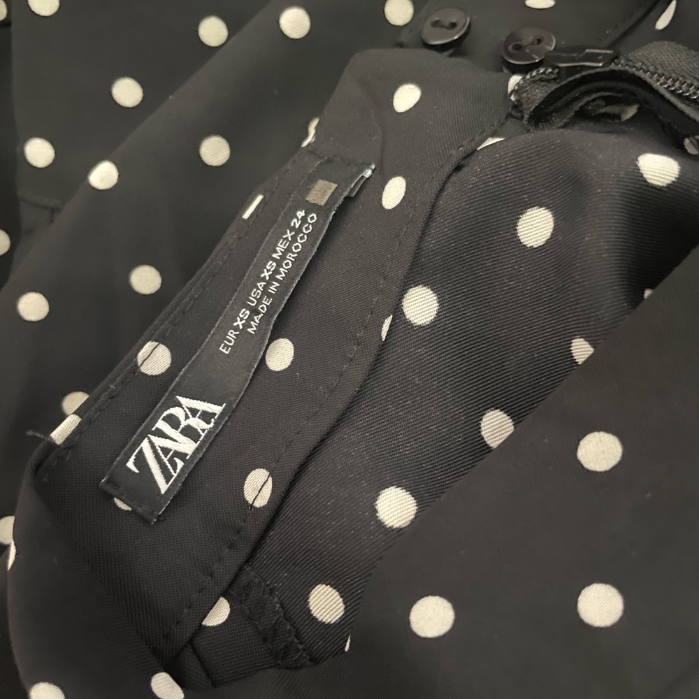 Zara black and white satin polka dot short dress